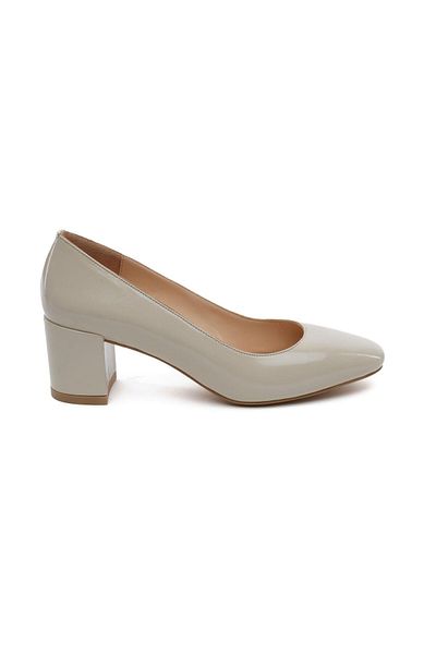 Greyder 59257 Beige Wrinkled Patent Leather Genuine Leather Women's Classic Shoes
