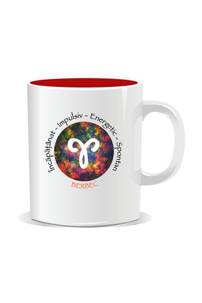 OEM Personalized mug with zodiac, Cosmos colored with Aries - Red interior