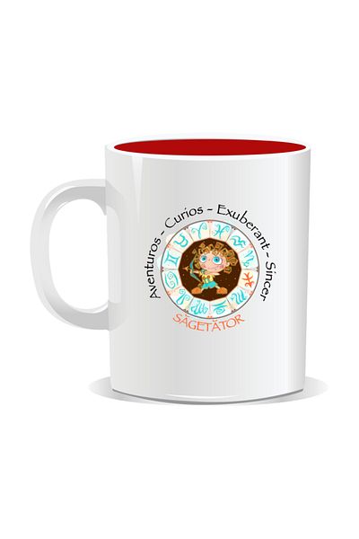 OEM Personalized mug with zodiac, complete horoscope with Sagittarius - Red interior
