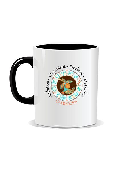 OEM Personalized mug with zodiac, complete horoscope with Capricorn - Black interior