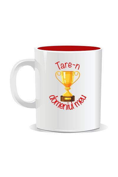 OEM Personalized mug with "tare" message, Tare-n meu domini - Red interior