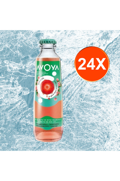 AVOYA Çilek ve Gül Aromalı Maden Suyu 200 ML x 24 Adet