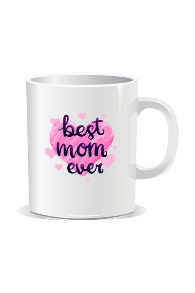 OEM Personalized mug with March 8 messages for mothers, Best Mom Ever - White interior