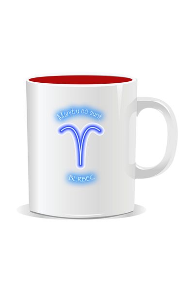 OEM Personalized zodiac mug, Neon with Aries - Red interior
