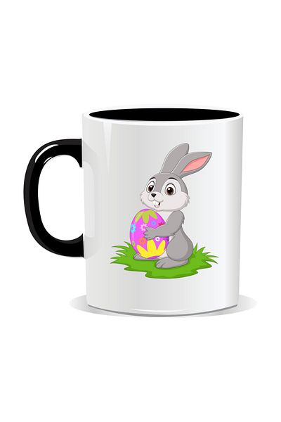 OEM Personalized Easter mug, Bunny with an egg - Black interior