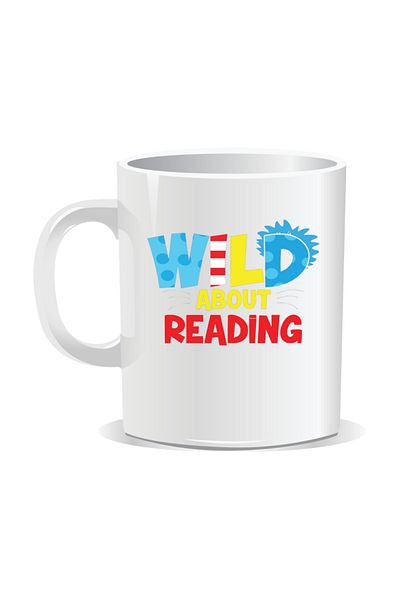 OEM Personalized mug with messages for nerds, Wild about reading - White interior
