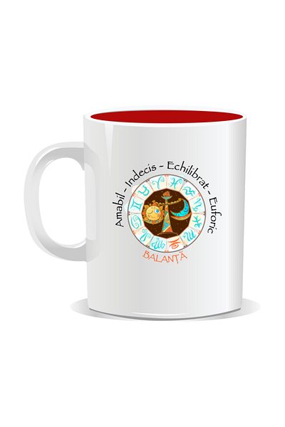 OEM Personalized mug with zodiac, complete horoscope with Libra - Red interior