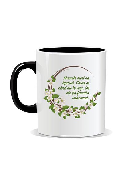 OEM Personalized mug with March 8 messages for mothers, Mothers are like glue - Black interior