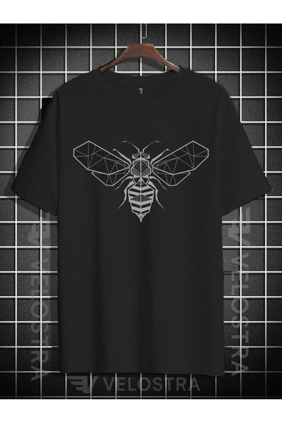 Velostra Унисекс тениска с геометричен принт на пчели