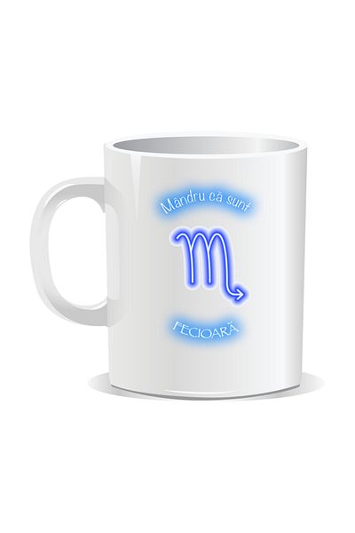OEM Personalized zodiac mug, Neon with Virgo - White interior