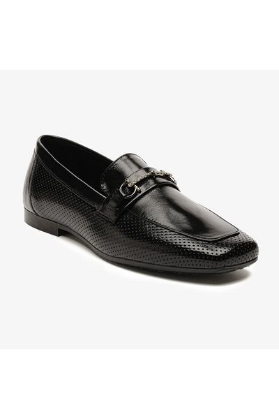 Greyder 34800 Black Wrinkled Patent Leather Genuine Leather Women's Casual Shoes