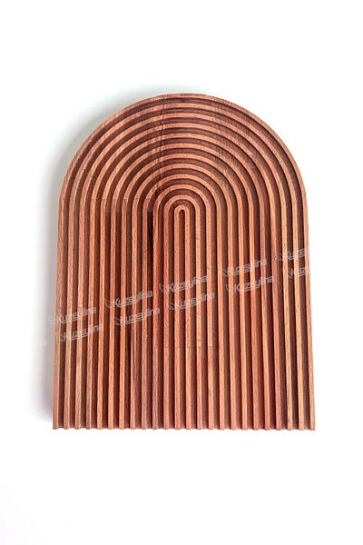 Kuzeylina Rainbow Patterned Wavy Wooden Presentation Plate |   Large Size |   33X24Cm |   Natural Beech Wood