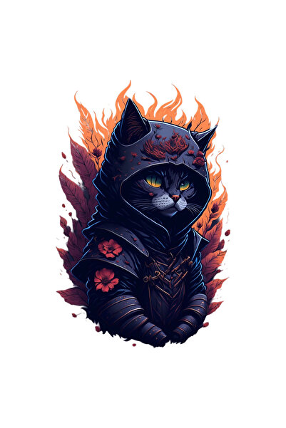 INOVATIX Set de 8 autocolante cu pisica ninja, INOVATIX®. 6 cm