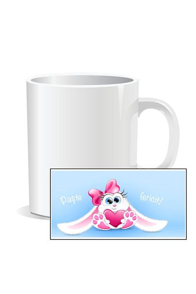 OEM Cana personalizata pentru Paste, Iepurica fericita - Interior alb