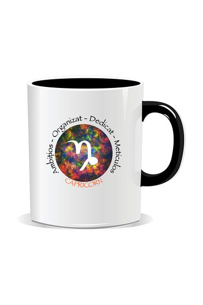 OEM Personalized mug with zodiac, Cosmos colored with Capricorn - Black interior