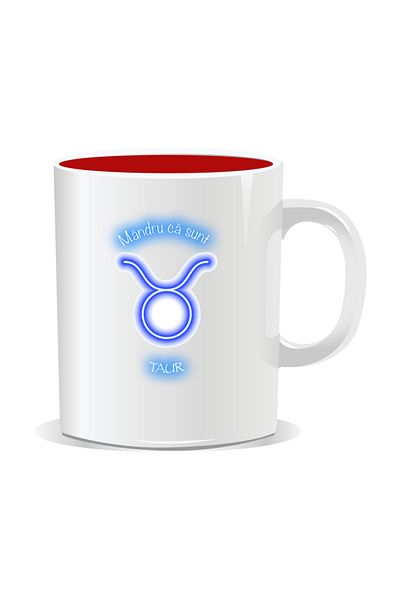 OEM Personalized zodiac mug, Neon with Taurus - Red interior