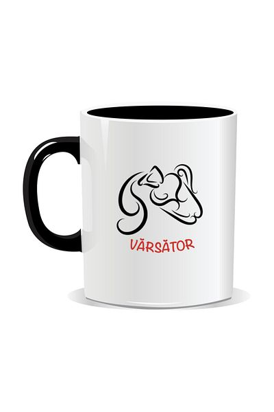 OEM Personalized mug with zodiac sign, Aquarius - Black interior