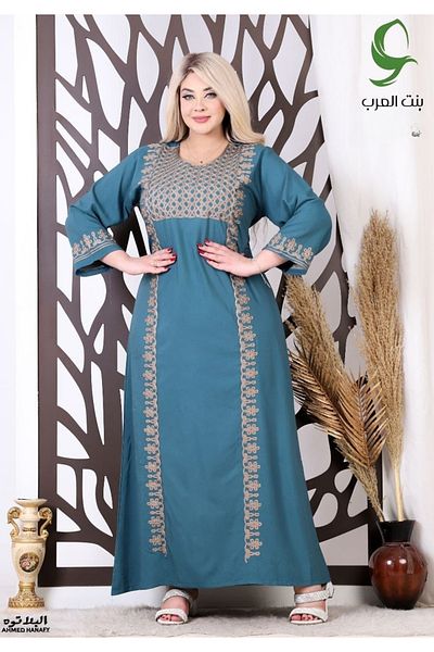 Genrics Embroidered two-thirds-sleeved reception jalabiya made of light and soft Marasi fabric, giving you a feeling of comfort and freshness