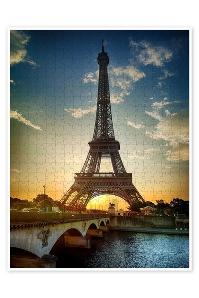 Jeronkarji Paris'te Seine Nehri üzerindeki Eyfel Kulesi 500 Parça Puzzle Yapboz Şehir Manzara Temalı Hobilik