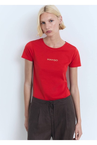 MANGO Woman Pamuklu logolu tişört