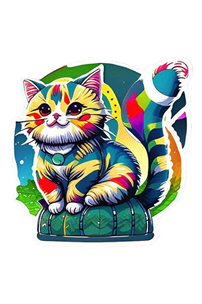 INOVATIX Σετ 8 τεμαχίων, Πολύχρωμο αυτοκόλλητο γάτας, INOVATIX®. 6 εκ.