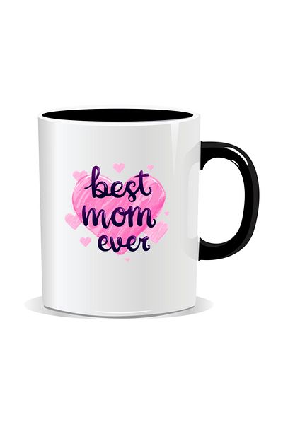 OEM Personalized mug with March 8th messages for mothers, Best Mom Ever - Black interior