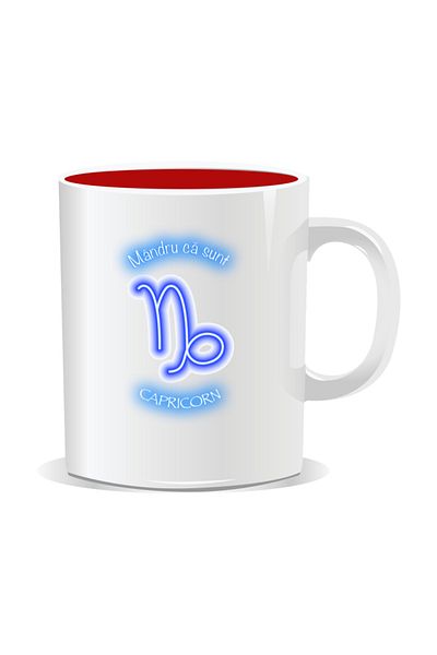 OEM Personalized zodiac mug, Neon with Capricorn - Red interior