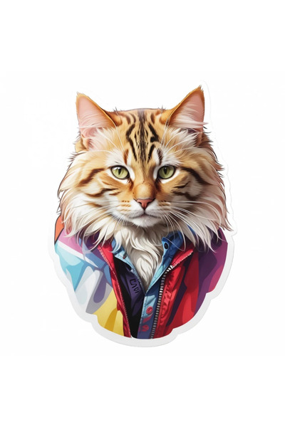 INOVATIX Σετ 8 τεμαχίων, Αυτοκόλλητο γάτας Maine Coon με Αδιάβροχο μπουφάν, I...