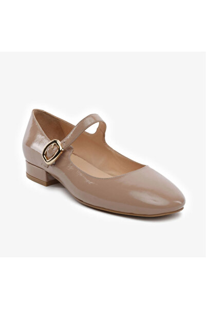 Greyder 59190 Light Mink Wrinkled Patent Leather Genuine Leather Women's Ballerinas