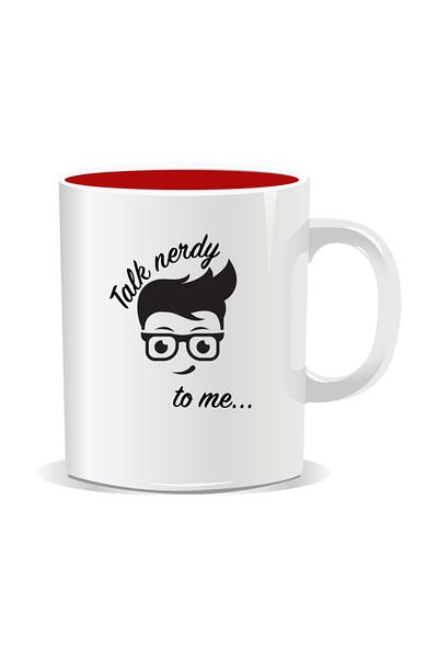 OEM Personalized mug with messages for nerds, Talk nerdy to me - Red interior