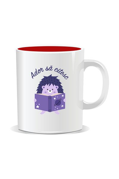 OEM Personalized mug with messages for nerds, I love reading - Red interior