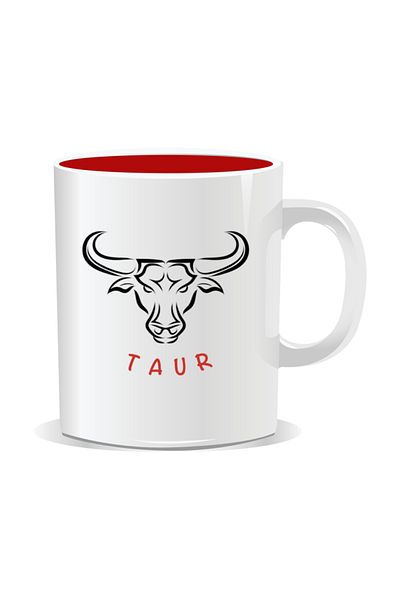 OEM Personalized mug with zodiac sign, Taurus - Red interior