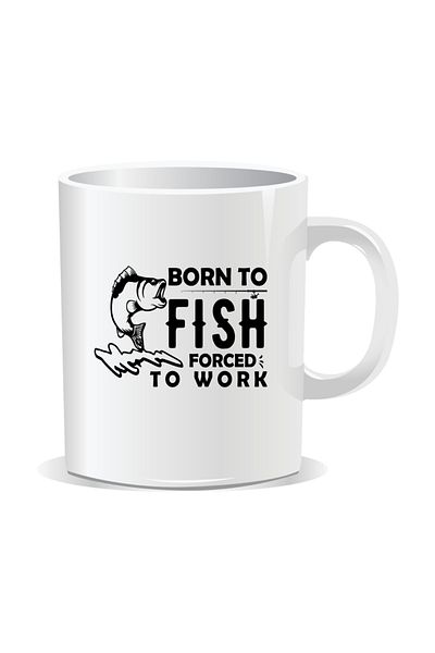 OEM Personalized mug with message for fishermen, Born to fish, forced to work - White interior