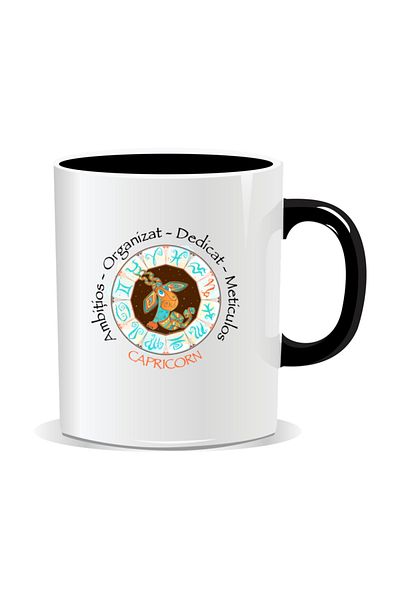 OEM Personalized mug with zodiac, complete horoscope with Capricorn - Black interior