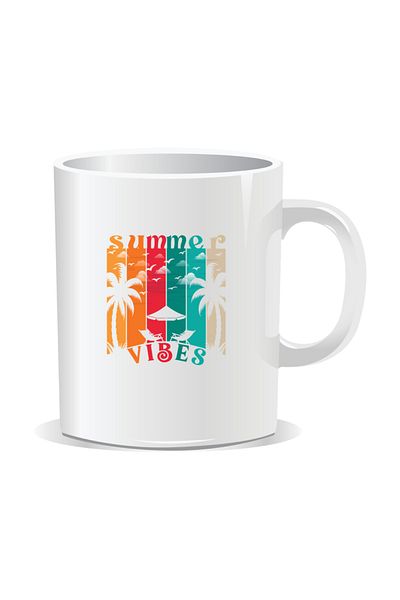 OEM Personalized mug with summer messages, Summer Vibes 9 - White interior