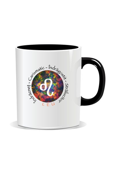 OEM Personalized mug with zodiac, Cosmos colored with Leo - Black interior