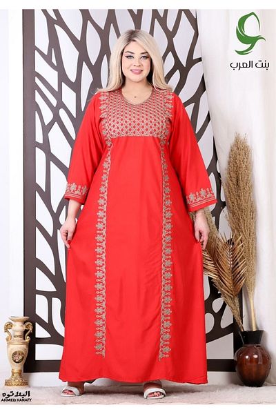 Genrics Embroidered two-thirds-sleeved reception jalabiya made of light and soft Marasi fabric, giving you a feeling of comfort and freshness