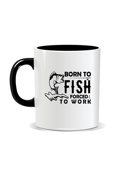 OEM Personalized mug with message for fishermen, Born to fish, forced to work - Black interior