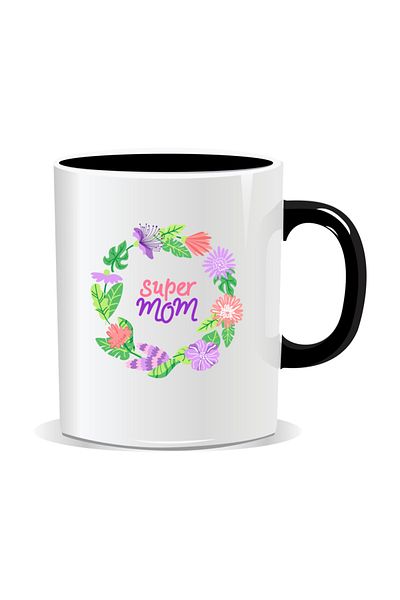 OEM Personalized mug with March 8 messages for mothers, Super Mom - Black interior