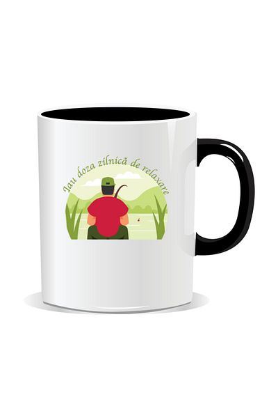 OEM Personalized mug with message for fishermen, I'm taking my daily dose of relaxation - Black interior
