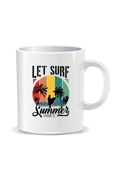 OEM Personalized mug with summer messages, Summer Vibes 4 - White interior
