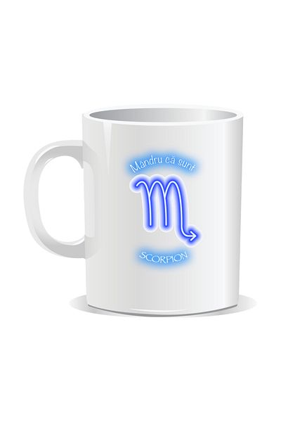OEM Personalized zodiac mug, Neon with Scorpio - White interior