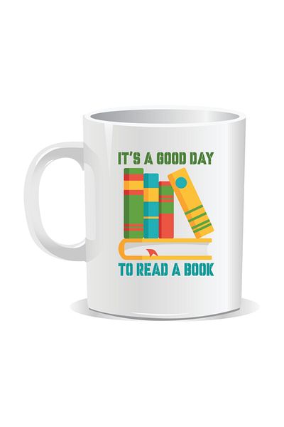 OEM Personalized mug with messages for nerds, It's a good day to read a book - White interior