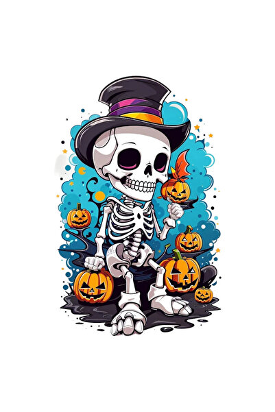 INOVATIX Set de 8 piese, autocolant schelet cu pălărie, INOVATIX®. 6 cm