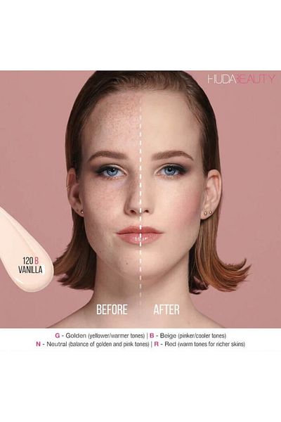 Huda Beauty #fauxfilter Foundation 120B Vanilla 35ml – Full Coverage, Long-wear, Matte Finish