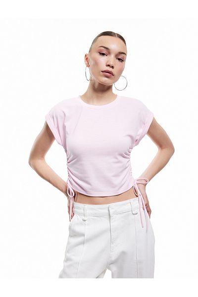 Koton New Season Sleeveless Crew Neck Gathered Crop Tank Top