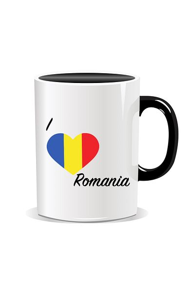 OEM Personalized mug for December 1st, I love Romania - Black interior