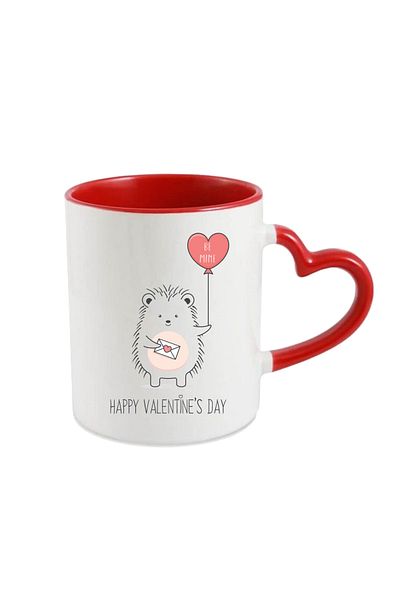 OEM Personalized mug for Valentines Day, Happy Valentines Day Hedgehog with balloon
