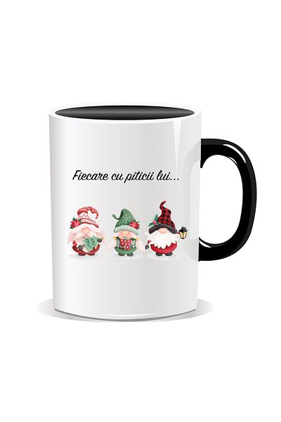 OEM Personalized Christmas mug, Each with its own elves - Black interior