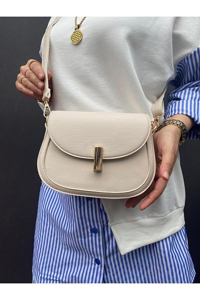 H&D COLLECTİON Lock Detailed Long Strap 4 Compartment Lined Crossbody and Shoulder Bag 712